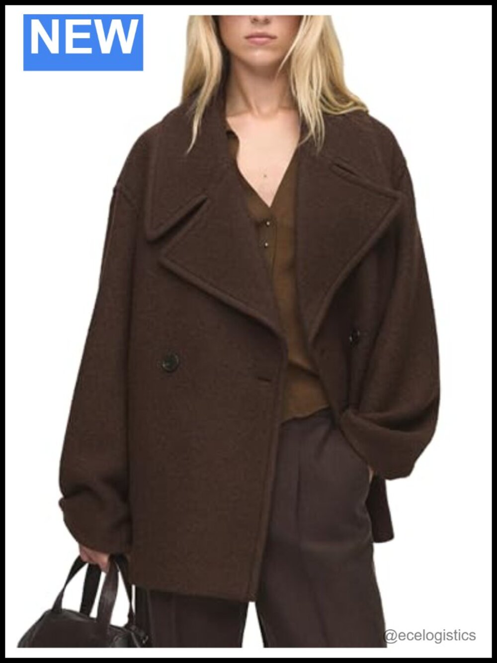 Women Cropped Peacoat Double Breasted Wool Blend Short Jacket